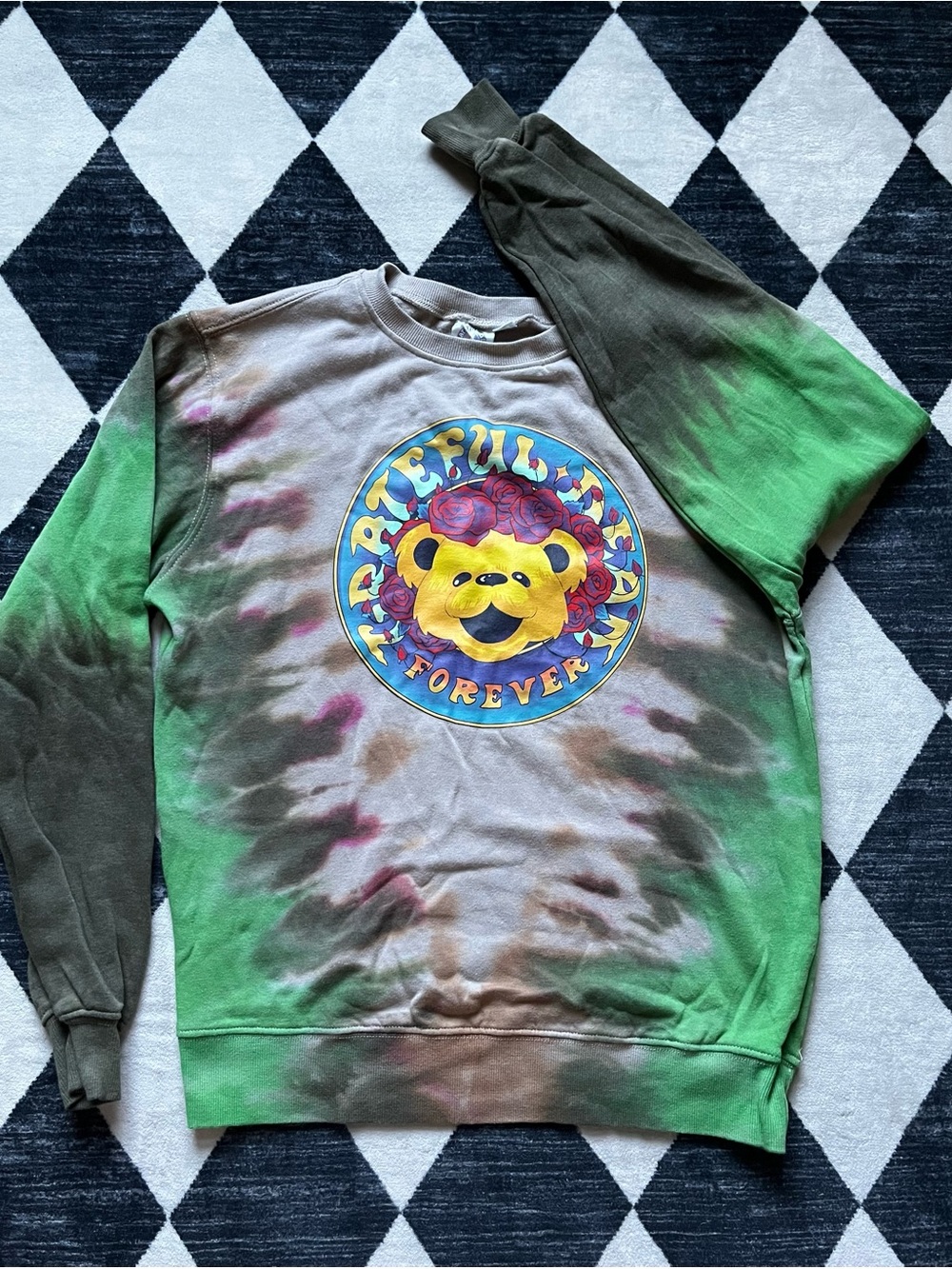 Grateful Dead Neutral-Tone Crewneck Sweatshirt in Beige and Olive